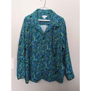 Women's plus size teal multi color dress jacket.